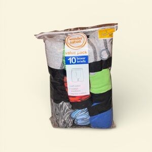 Wonder Nation boys Boxer Briefs 10-Pack - Black, Green, Blue, Gray​